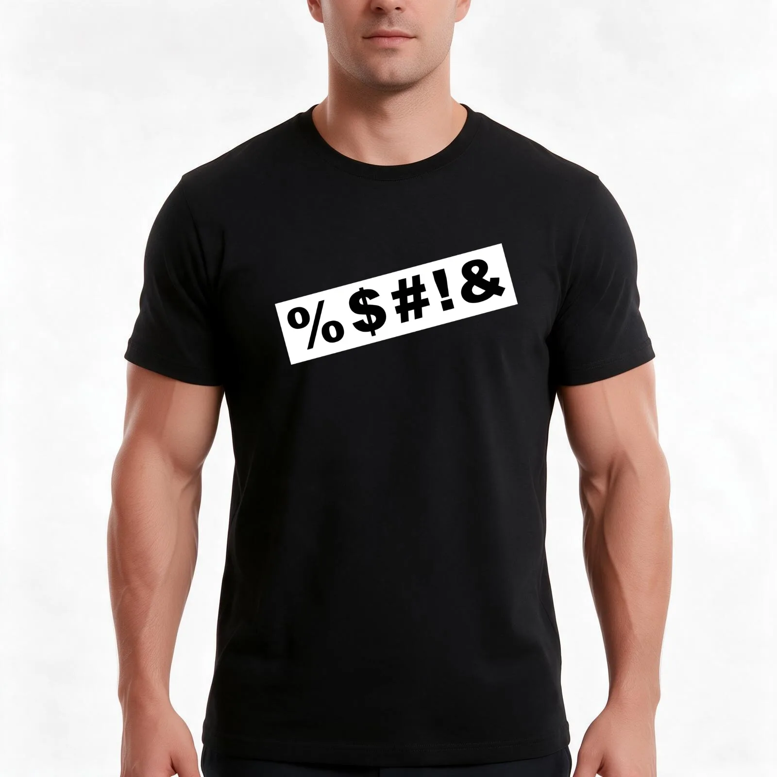 Censored Profanity White Tape %$#!& Swear Word Cussing Text T-Shirt Summer Casual Cotton Tee Oversized Streetwear Tops