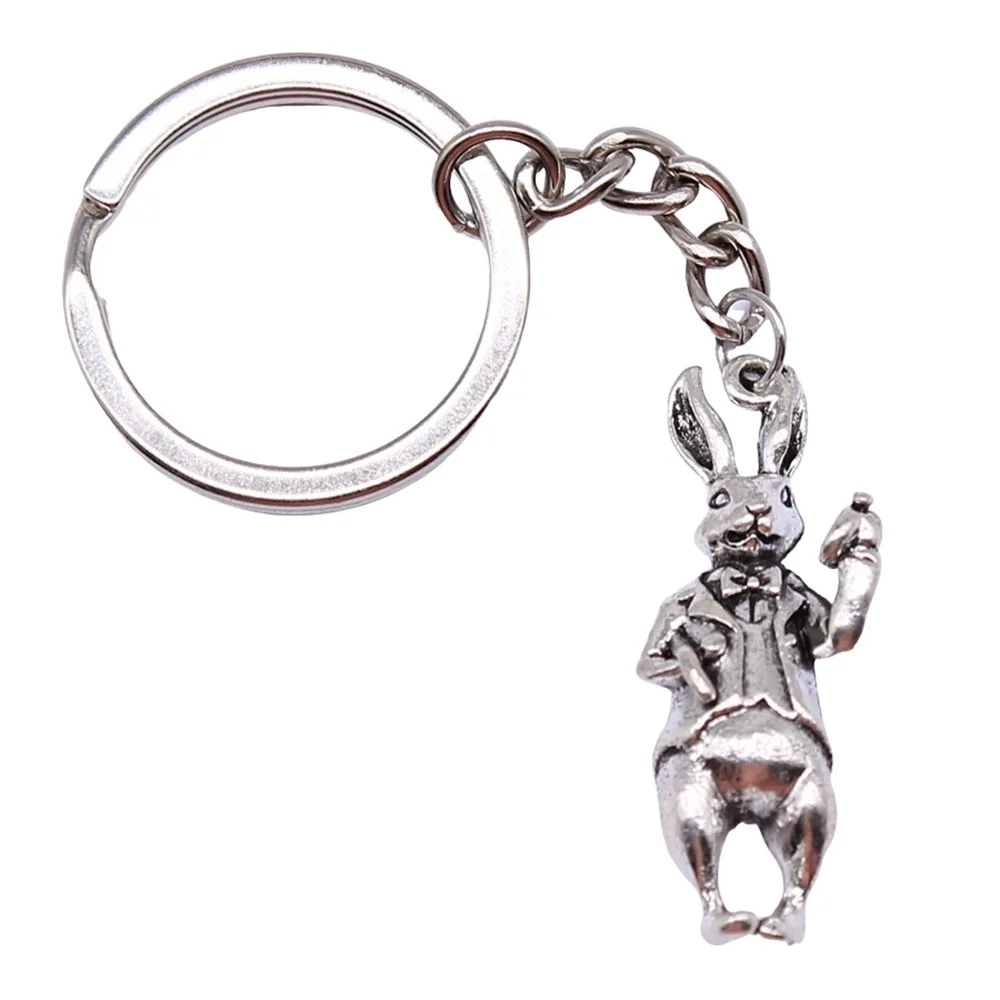 Dropshipping Souvenirs Gift Men Keychain 2 Colors 36x15mm 3D Rabbit Pendant Keyring