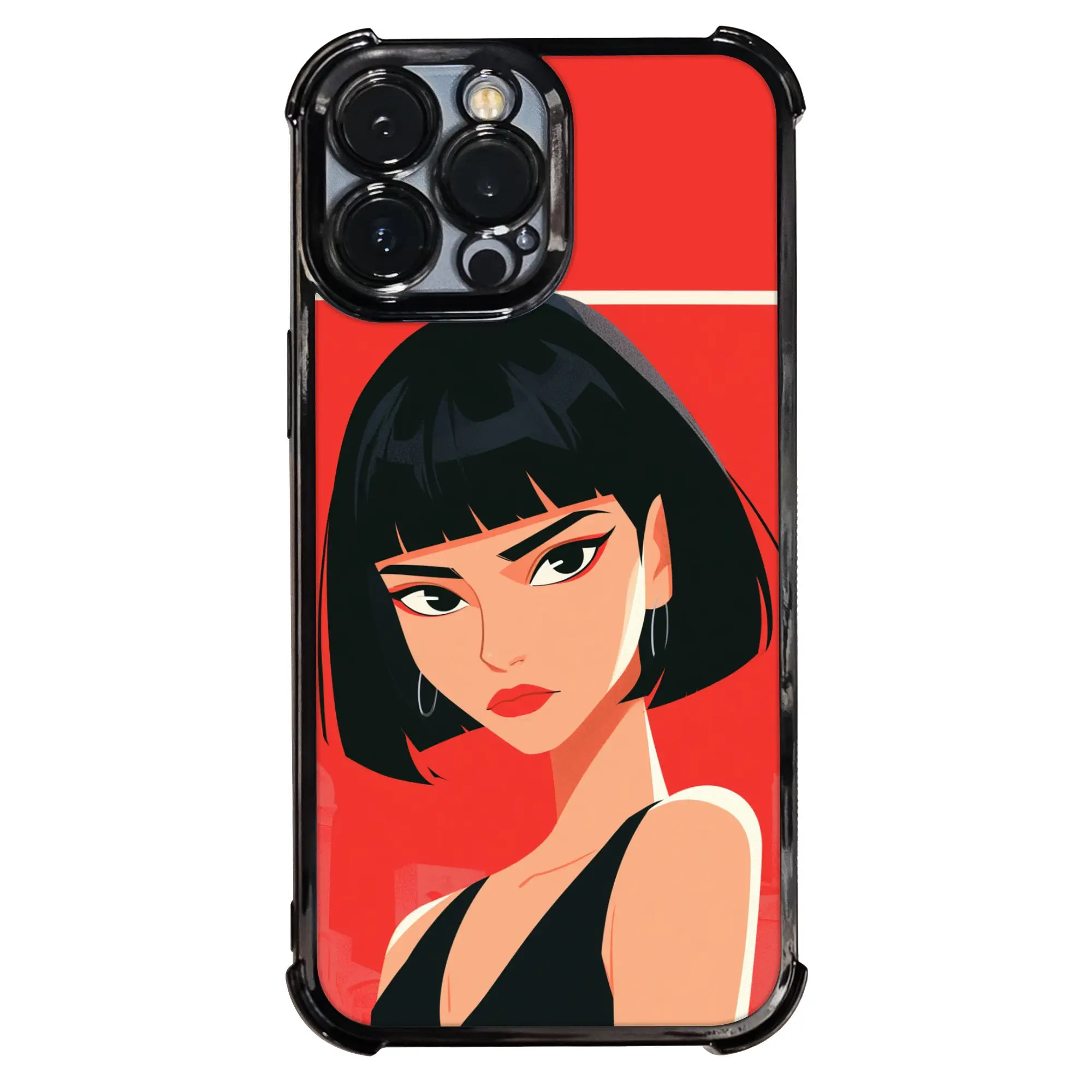 Nouveau pare-chocs antichoc Armor, portrait de fille cool d'anime        Étui de téléphone avec processus d'électrodéposition pour différents modèles d'iPhone