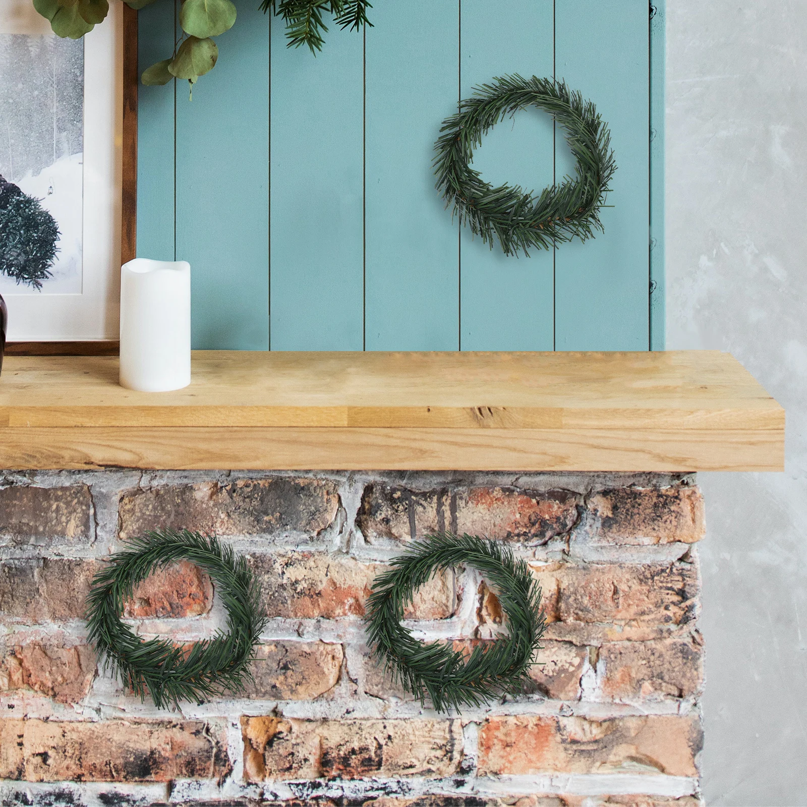 

10pcs Artificial Garland Christmas Decor Pine Needles Wreaths Small Table Centerpiece Fake Rings Holiday Party Wedding DIY