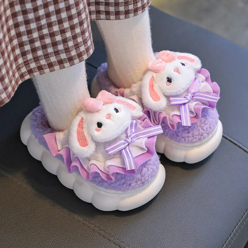 

Winter Cute Cartoon Cover Heel Children's Plush Slippers Soft Non Slip Warm Thicken Boys Girls Indoor Home Cotton Shoes Gift