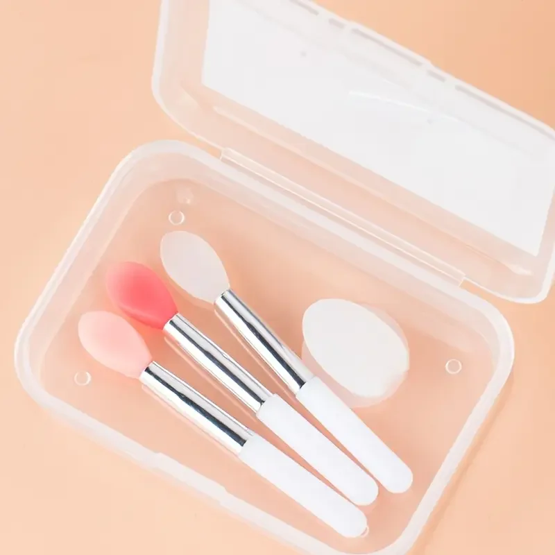 3-piece silicone lip brush mini lip mask brush portable lipstick makeup brush transparent applicator eye black stick makeup tool