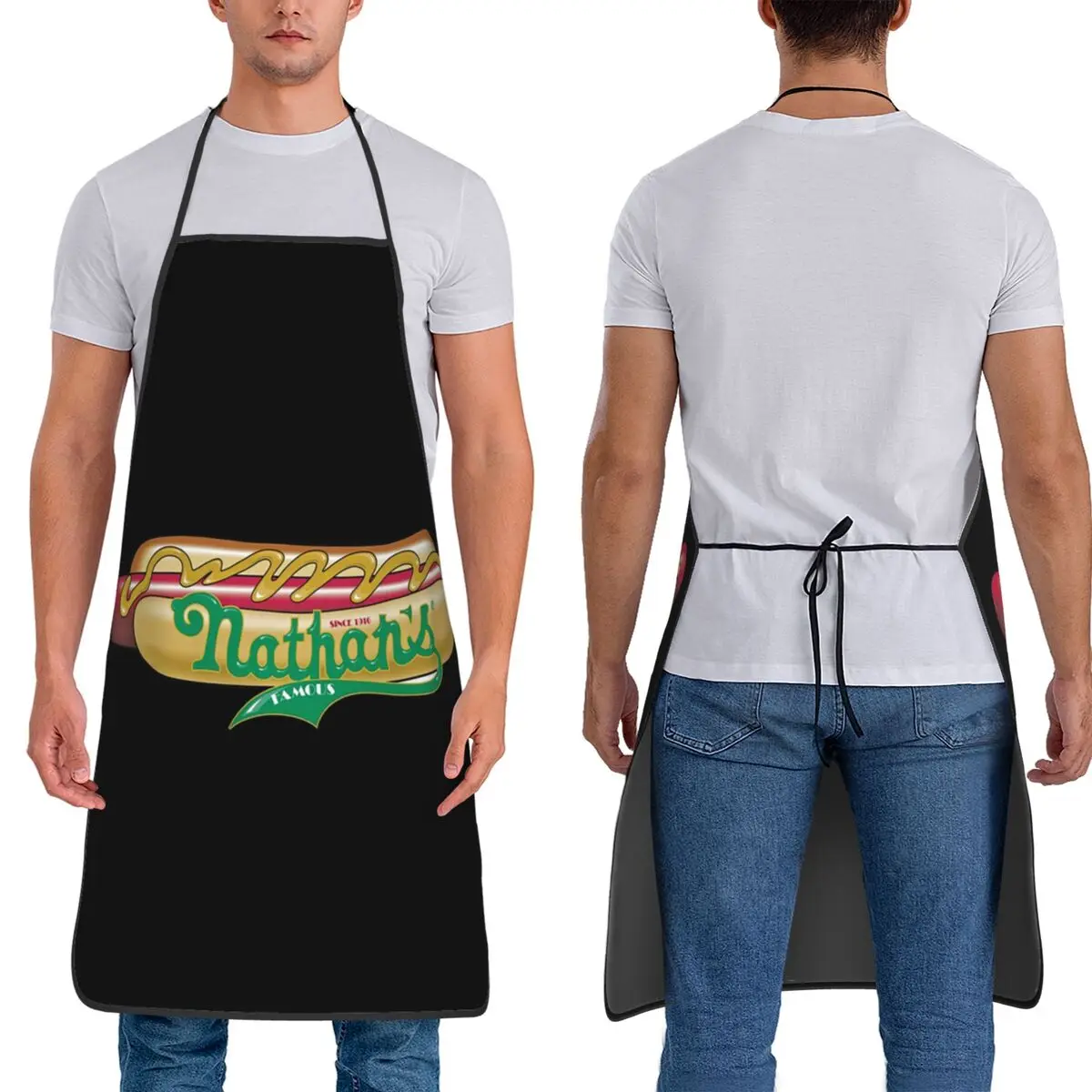 

Nathans Coney Island (3) Фартук шеф-повара для приготовления пищи, выпечки, столб, водонепроницаемый нагрудник, кухонный сарафан для уборки для женщин и мужчин, садоводства