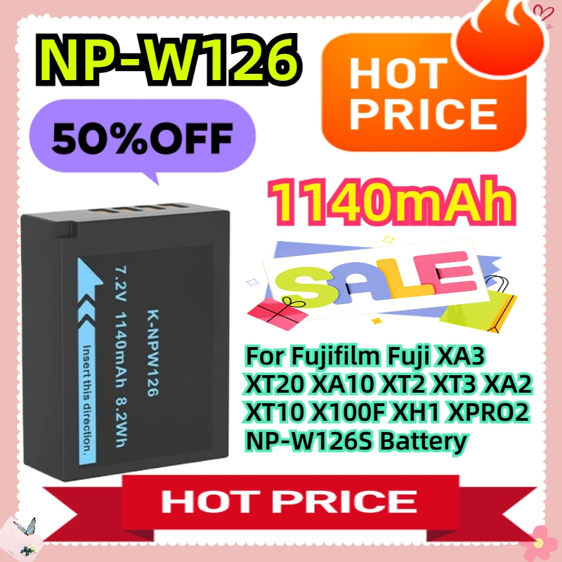 

1140mAh For Fujifilm Fuji XA3 XT20 XA10 XT2 XT3 XA2 XT10 X100F XH1 XPRO2 NP-W126S Battery