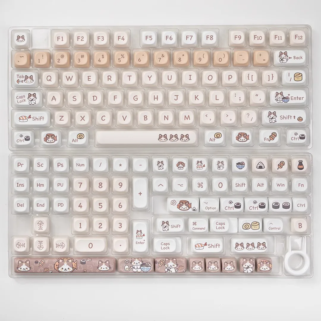 Japanese cat keycaps MOA height PBT keycaps five-sided hot sublimation cute customized personality full set of keycaps