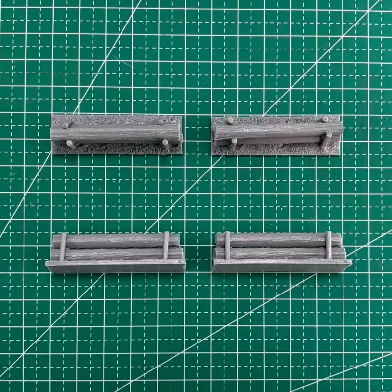 1/72 Scale Die-Cast Resin Model Assembled Kit WWII Low Log Barriers (4pcs) Scene Model Unassembled Unpainted
