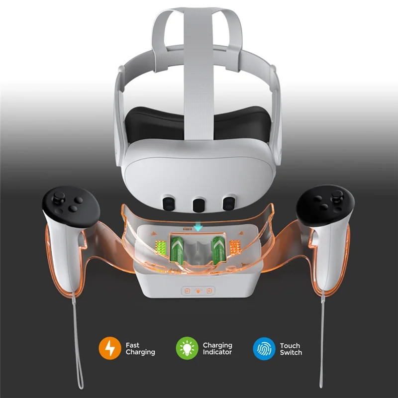 Wireless Charging Dock For Meta Quest 3,RGB Oculus Charger Station Controller Battery Pack VR Accessories