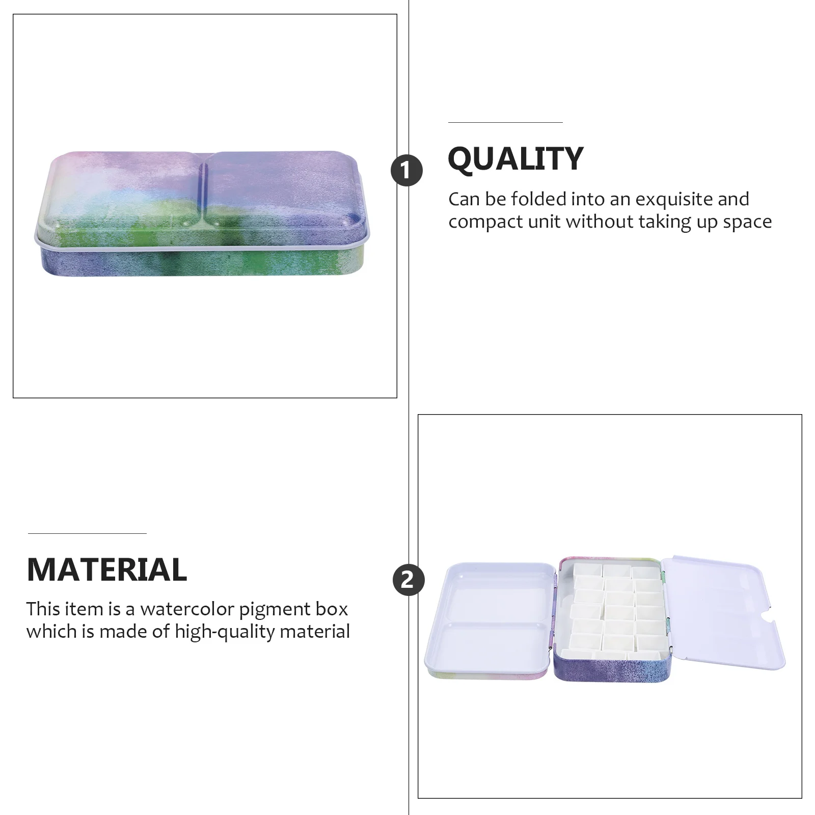 

1 set 1 Set Empty Watercolor Tin Box Portable Paint Storage For Artists Color Mixing Palette Durable Art Pigment Case Organizer