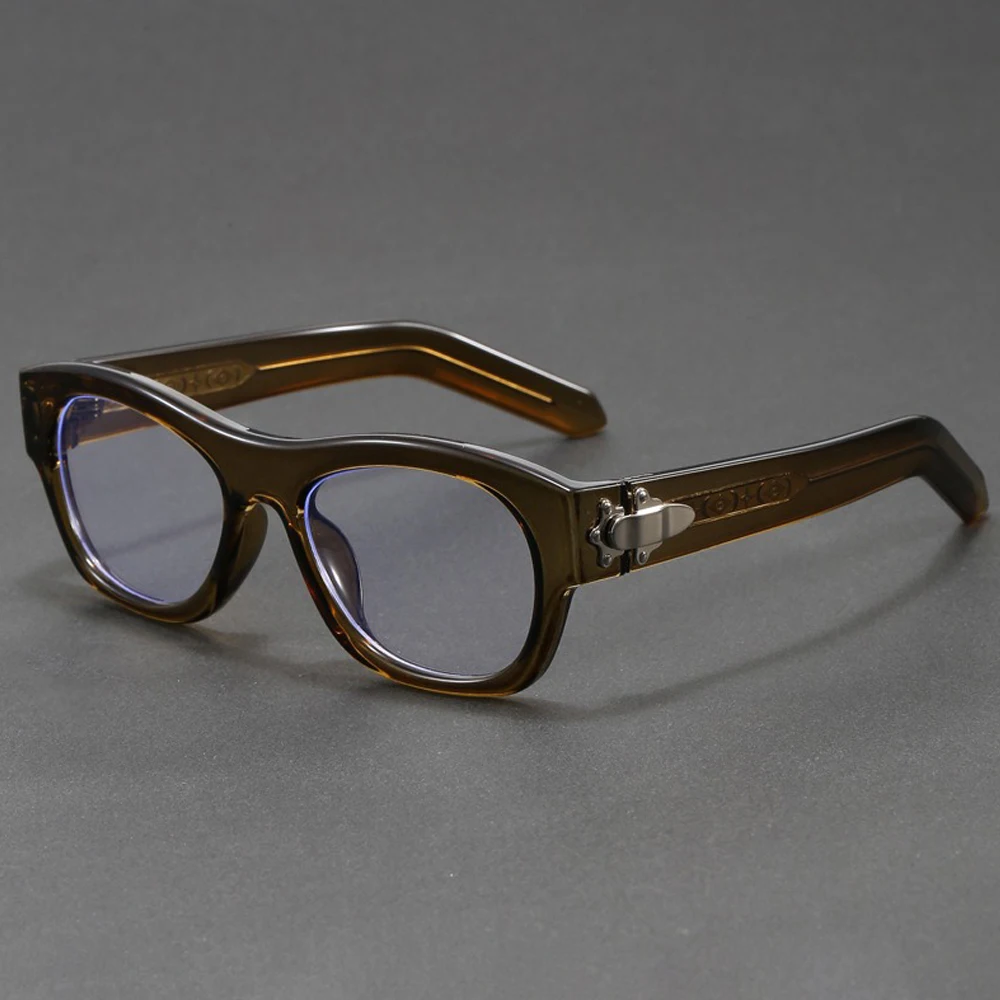 Vintage Thick Frame Blue Light Blocking Glasses with Metal Lock Decor Retro Oval Eyeglasses for Women Men Anti UV Computer Glass view 5