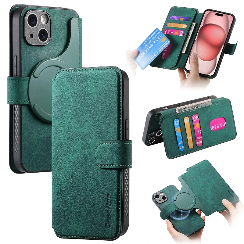 RFID-Blockierende Kartenbrieftasche aus PU-Leder mit Klapphülle für iPhone 18 17 16 15 14 13 12 11 Pro Max 17E 16E Magnetische Vollschutz-Abdeckung