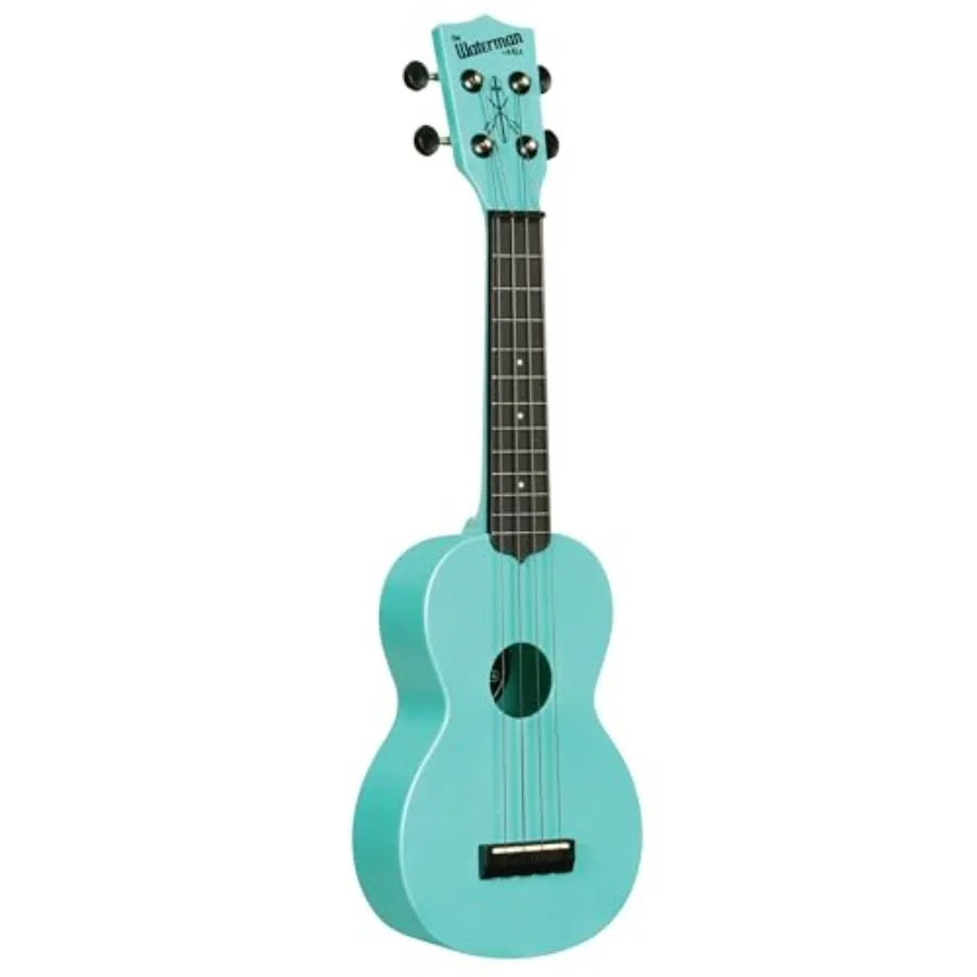 

Recycled Soprano Waterman Ukulele Durable Travel-Ready Instrument - Glow-in-the-Dark Aqua Mist
