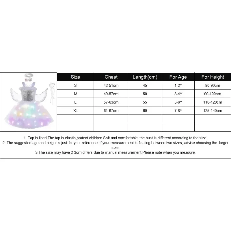 Newest LED White Angel Dresses for Girls Halloween Lighting Character Dressing with Wings Pure Angel Girls Dresses 0-12 Costume