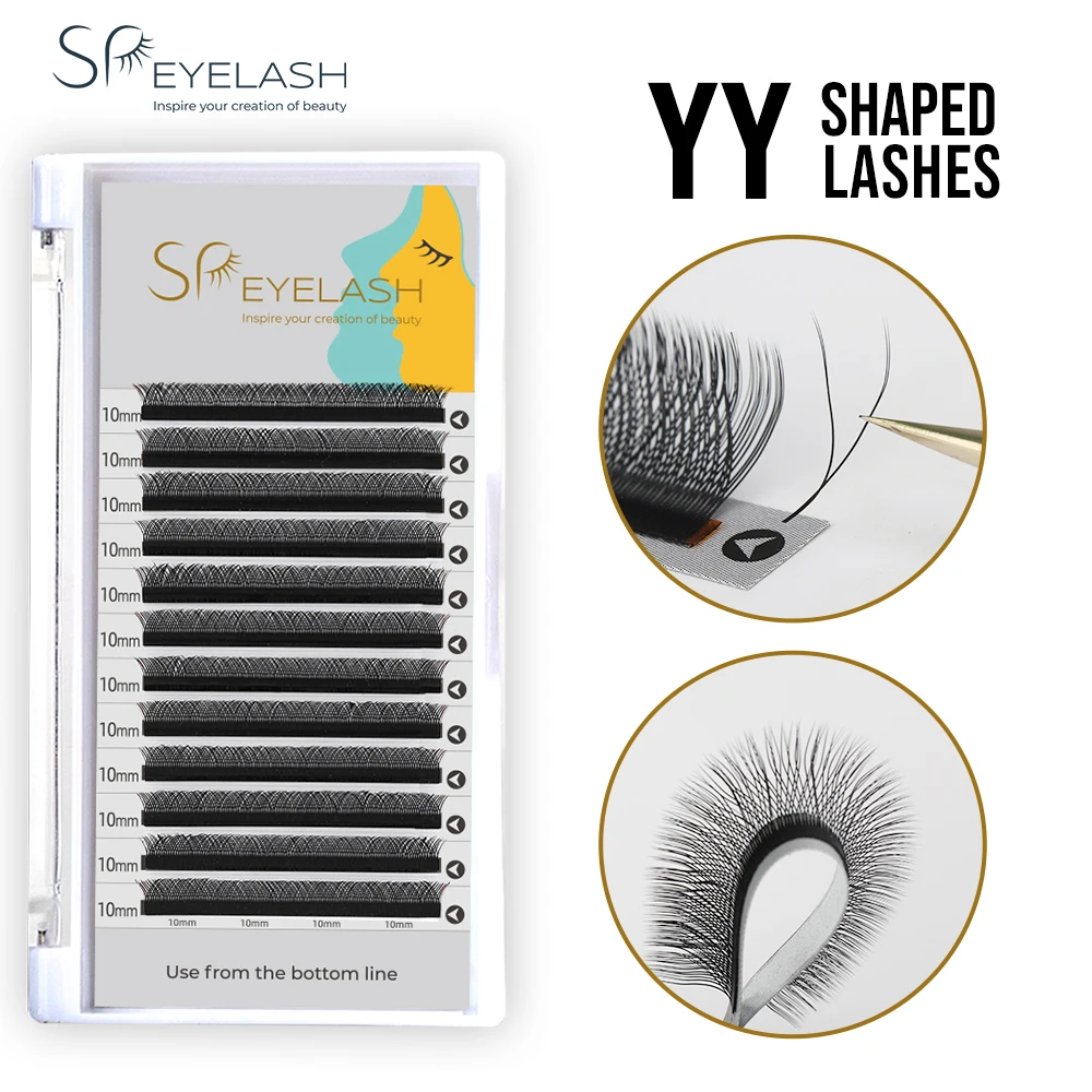 Sp yy Form falsche Wimpern doppelte Spitzen hand gewebte Premium 2d weiches Licht natürliche Wimpern verlängerung mattschwarz Make-up Kreuz Wimpern