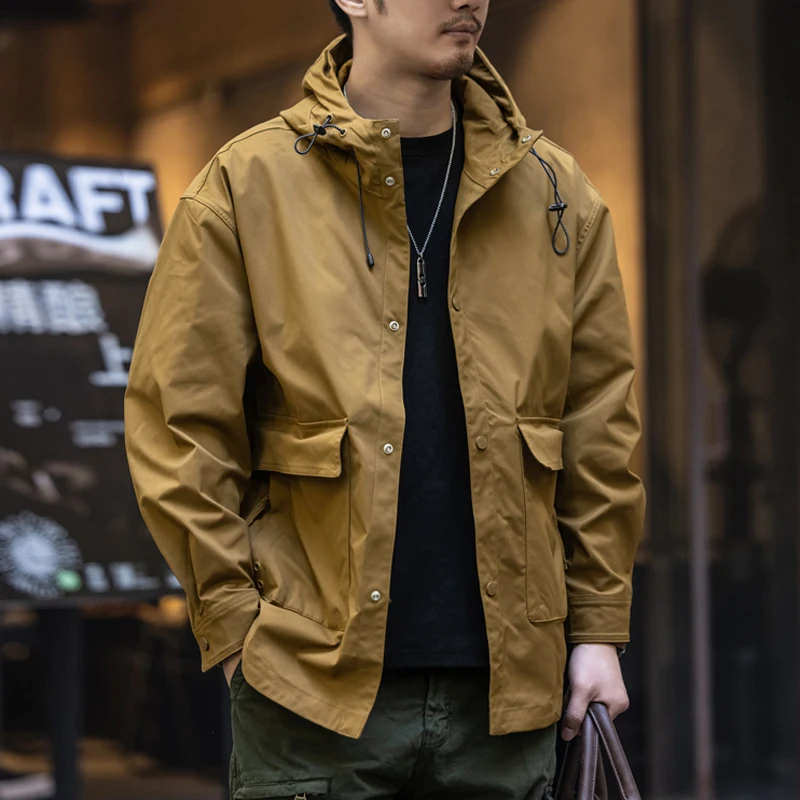 Spring and Autumn's new fashionable retro casual jacket men's hooded work jacket