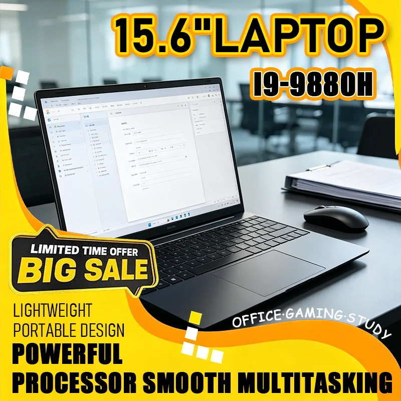 Intel i9-9880H Lightweight New Ultra Thin 15.6" Notebook Computer 32GB RAM 2TB Fast SSD 1080P HD Screen Home Office Game Laptop