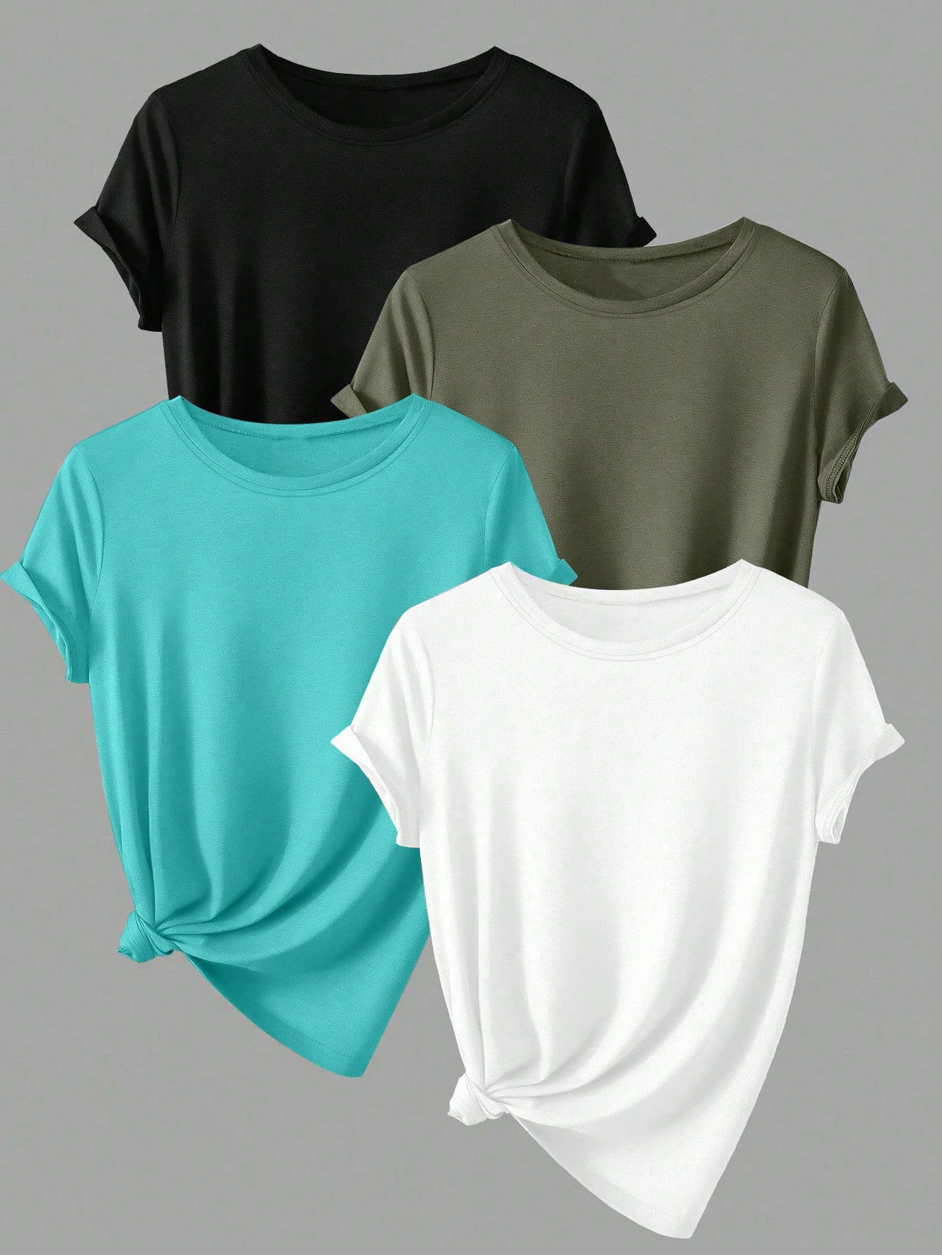 

New fashionable women's round neck casual comfortable T-shirt four piece set