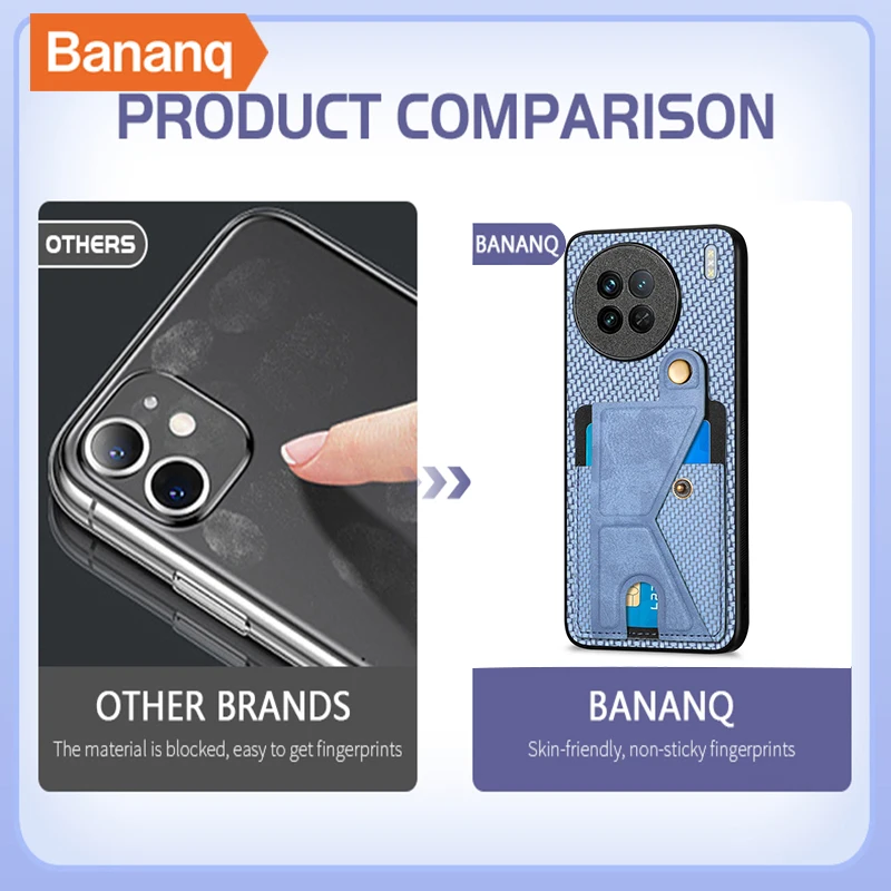 Bananq Card Wallet Case For VIVO Y3 Y11 Y12 Y15 Y16 Y17 Y20 Y21 Y30 Y35 Y53S Y55 Y70S Y72 Y73S Y75 T1 S7E Magnetic Leather Cover