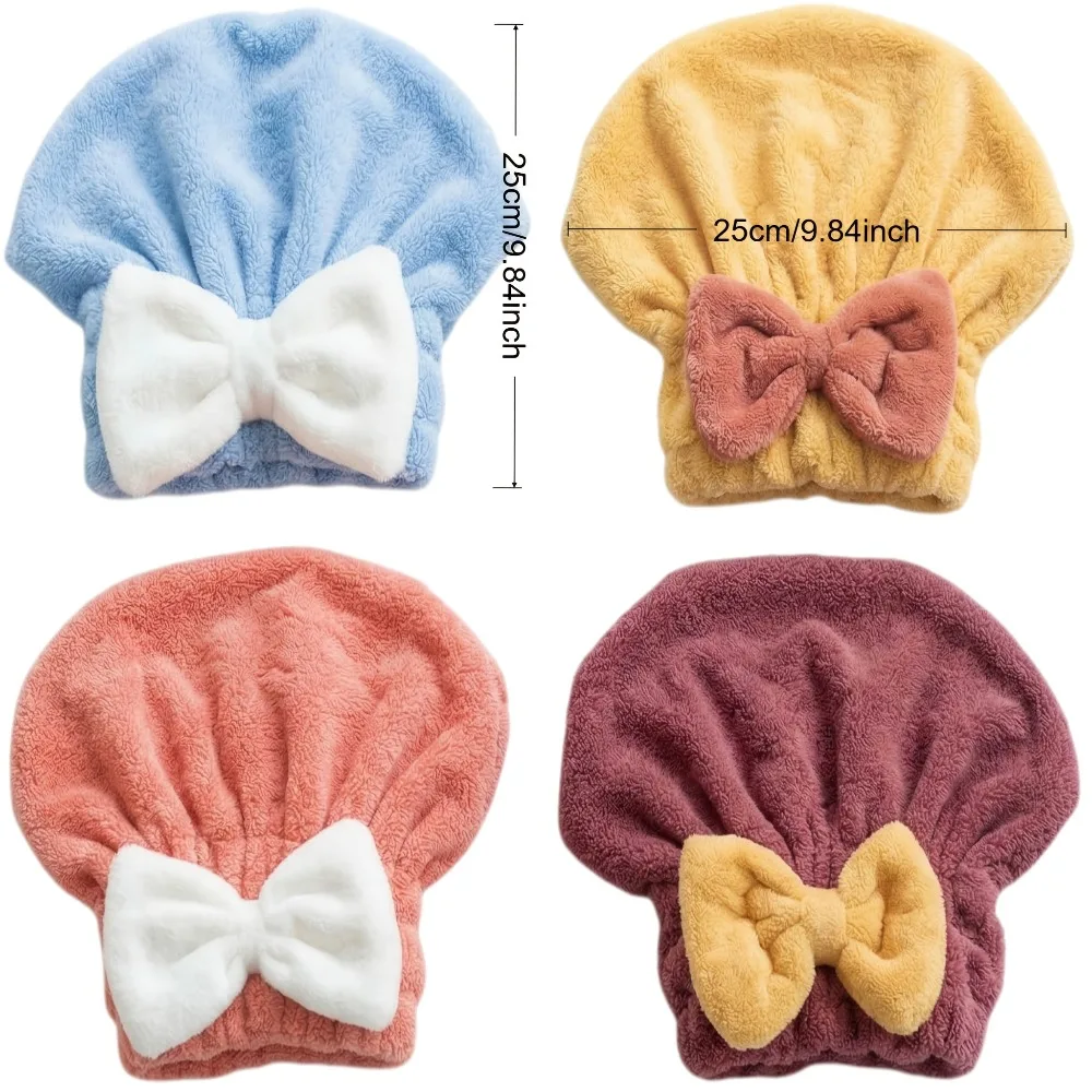 Microfiber Hair Drying Cap, Quick Dry Hair Towel Wrap, Super Absorbent Hair Turban with Bow Design, Soft Shower Head Wrap view 6