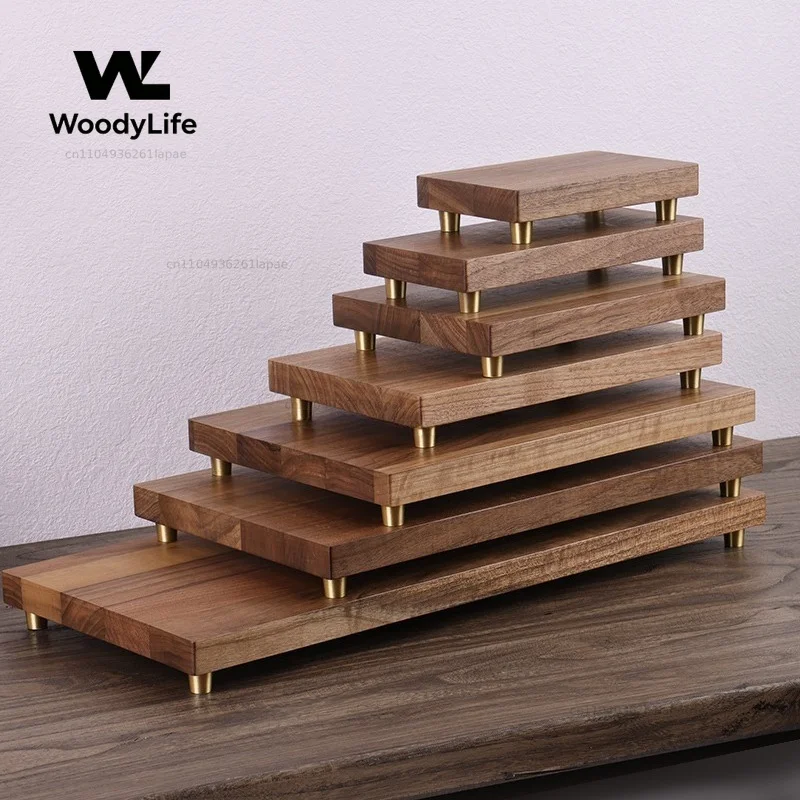 1PC Walnut Base Ornament Tray Wooden Craft Bracelet Jewelry Ladder Display Stand Home Accessories