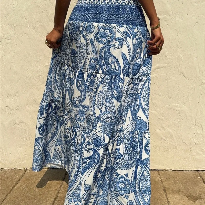 

Loose High-Waisted Casual Skirt for Summer Comfortable Loose f-Length Skirt Spring 2024 Faion Long Printed Polyester Skirt