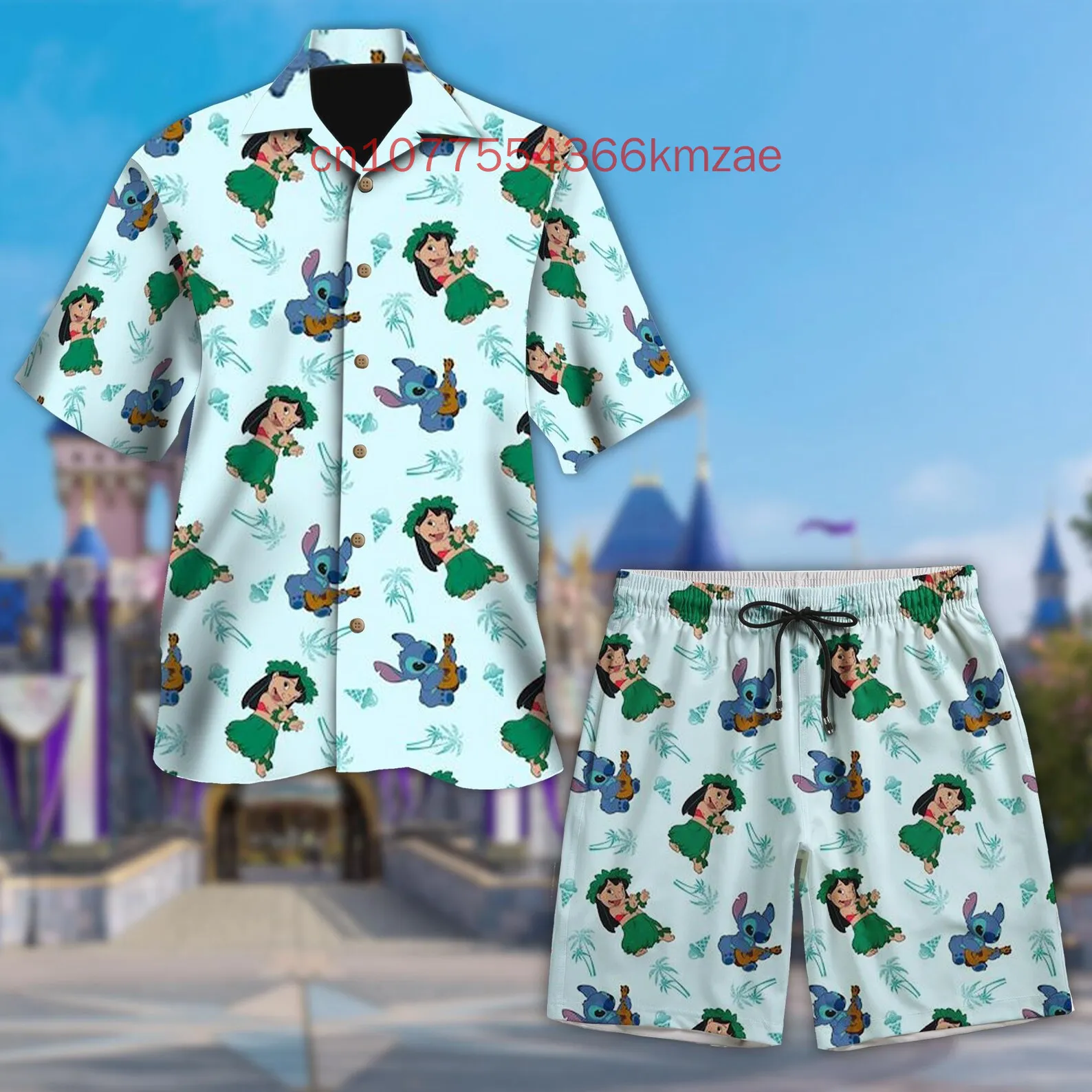 Stitchเสื้อฮาวายและกางเกงขาสั้นพิมพ์3D 2025 ใหม่Disneyฤดูร้อนวันหยุดสบายๆและแฟชั่นStreetเสื้อแขนสั้นชุด