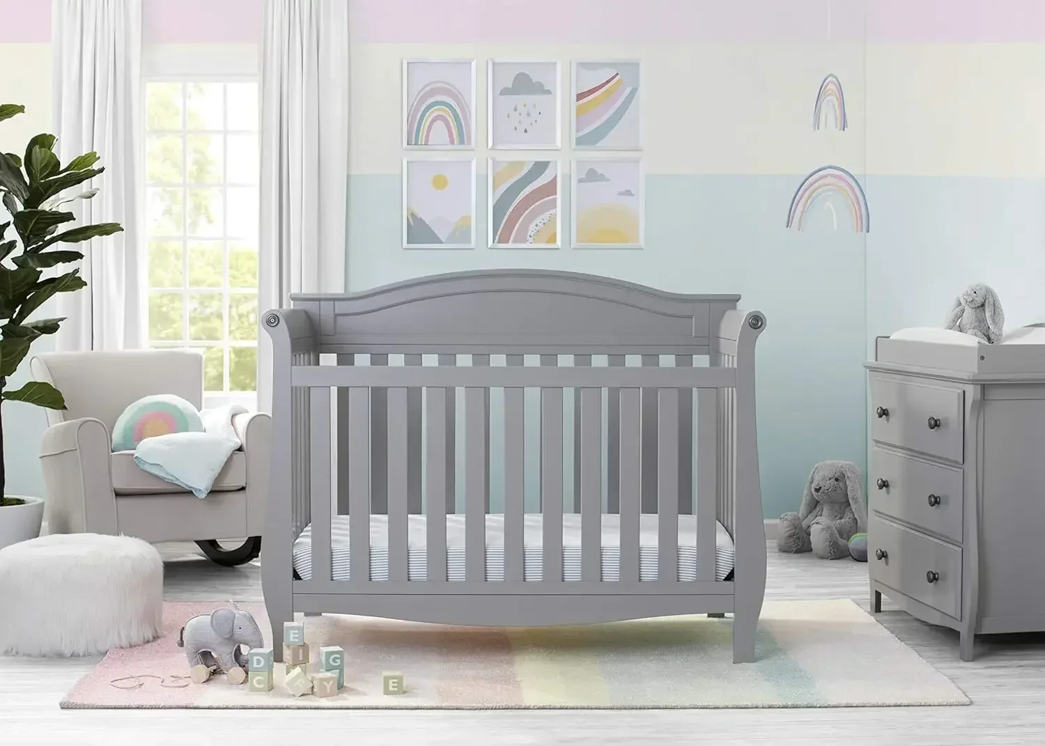 Lancaster 4-in-1 Convertible Baby Crib, Grey