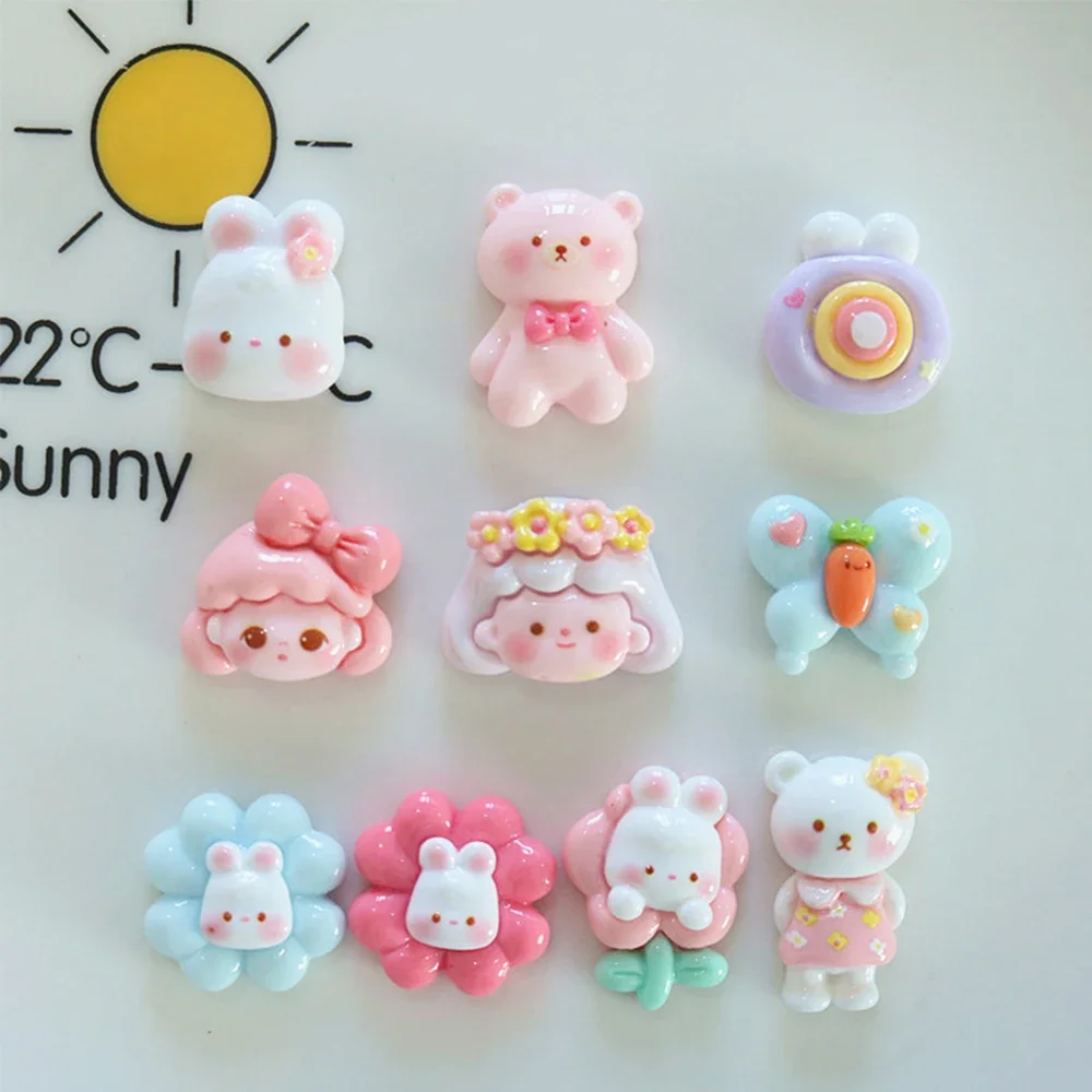 10PCS Shiny Butterfly Girl Series Miniature Flat Back Resin Cabochons For Hairpin Scrapbooking DIY Home Decor Craft Accessories