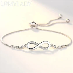 New fine 925 Sterling Silver pretty Crystal Bracelets for Women Fashion Jewelry Party Wedding Accessories Valentine's Day Gifts