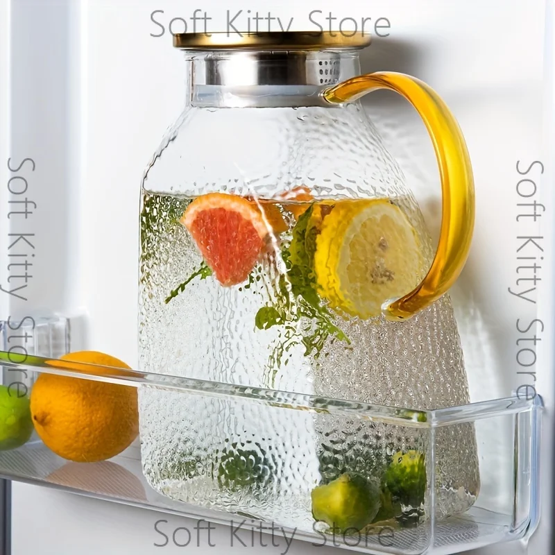 1.8L Transparent Narrow Side Glass Kettle Summer Heat-Resistant Large Capacity Tea Pot Refrigerator Water Kettle Kitchen Tool