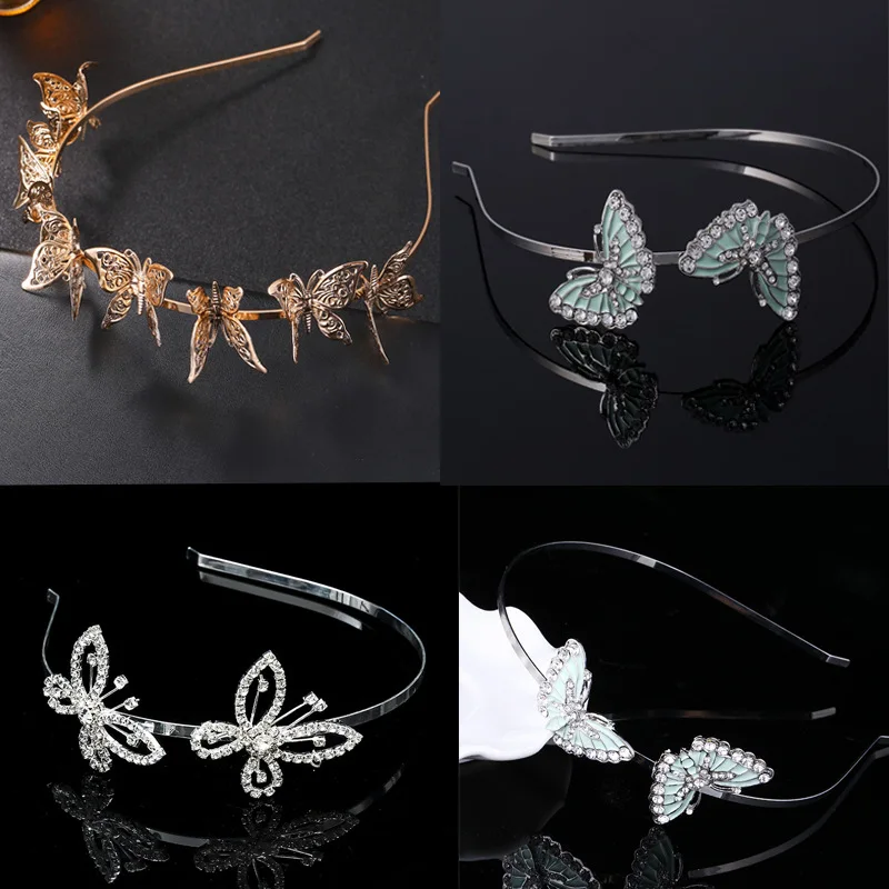 Deluxe butterfly hair bands women\'s vintage hair bands headbands bridal bridesmaid headdress metal crown hair bands