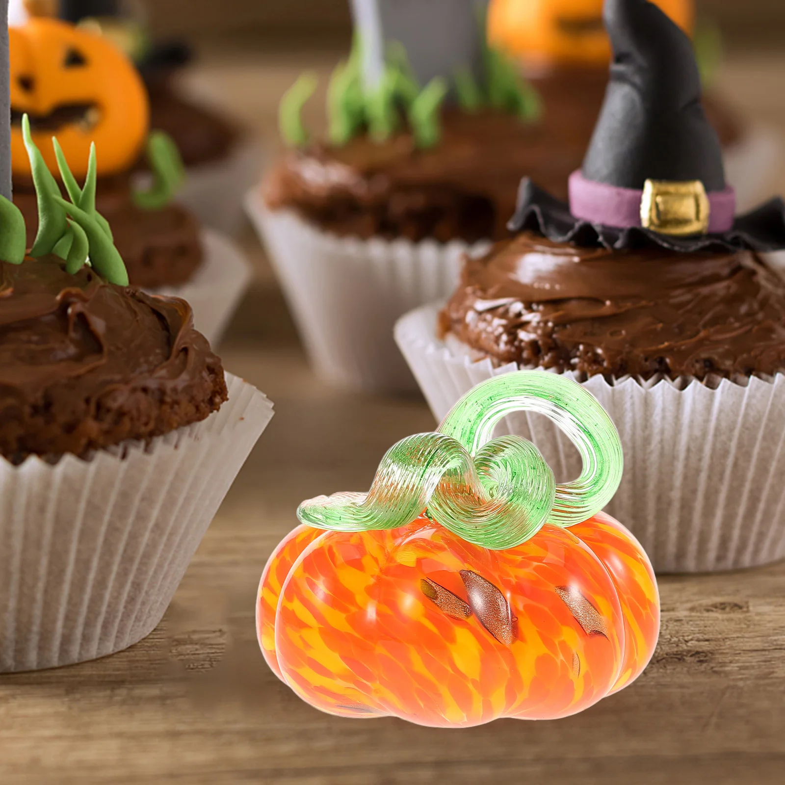 추수감사절 가을 유리 호박 80mm 수제 블로운 글라스 호박 장식 수확 할로윈 테이블 센터피스 오렌지