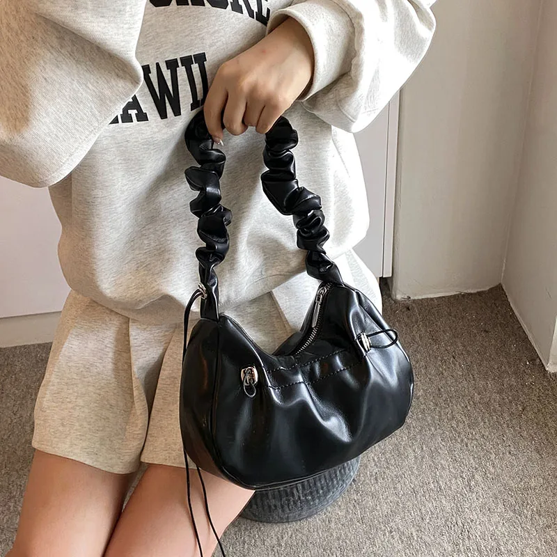 PU Leather Sweet Shoulder Bags Cute Lady Sliver Handbags Fresh Pink Casual Totes For Women Solid Elegant Packages For Girls