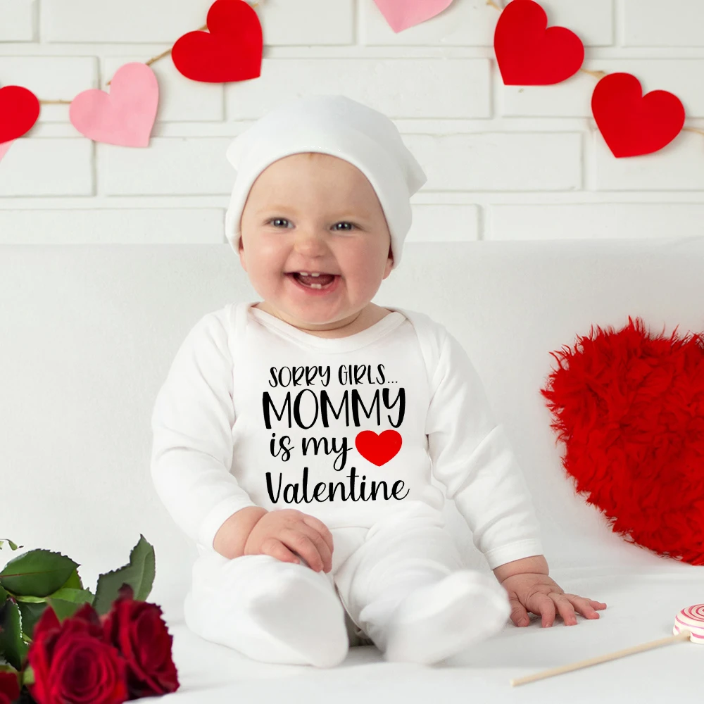 Sorry Girls Mommy Is My Valentine Print Baby Sleepsuit Infant Babygrow Sleepsuit Boys Girls Clothes Newbron Valentine Gift