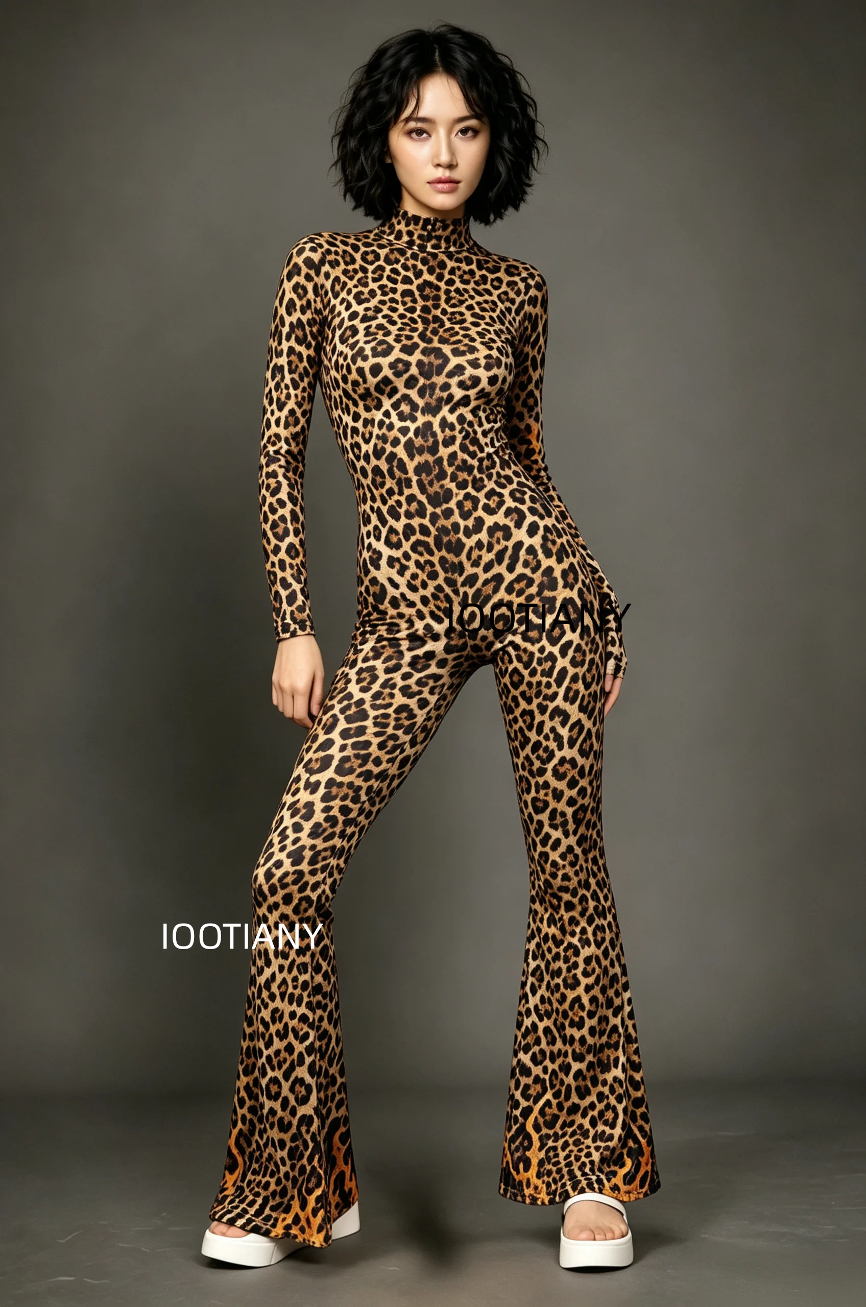 Damen Retro Skinny Flared Bell Bottom Jumpsuit, königlicher Bühnen-Performance-Bodysuit, Leoparden-Club-Cosplay-Show-Outfit – Detail 21