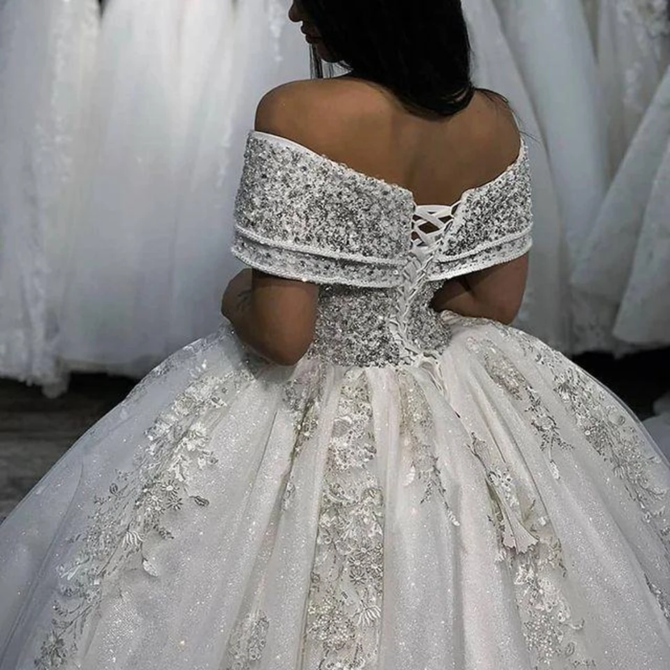 Robe de Mariée en Tulle Brcorporelle de Luxe Arabe, Personnalisée, avec des Appliques en Dentelle dans le Dos, pour les Patients Chérie, Quelle que soit la Collection 2024