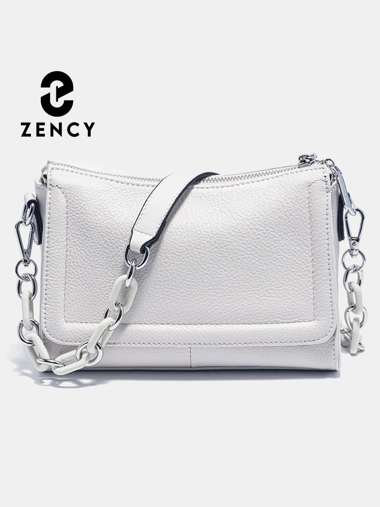 Zency 2024 New Fashion akrylowe torebki z łańcuszkiem miękka skórzana górna torba z uchwytem dla kobiet luksusowa mała torba pod pachami biała Crossbody