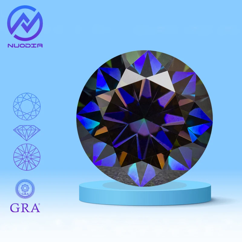 

Rainbow Purple Color Round Moissanite Stone with GRA Certificate 0.5-5.0ct VVS1 Positive Pass Diamond Tester