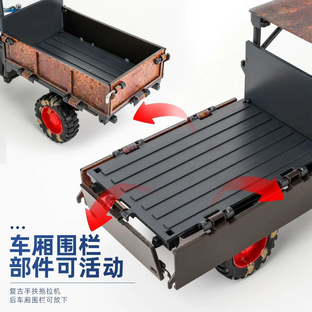 Retro Walk-behind Tractor Alloy Model 1:24 with sound and light distressed retro collection ornaments Chenghai wholesale