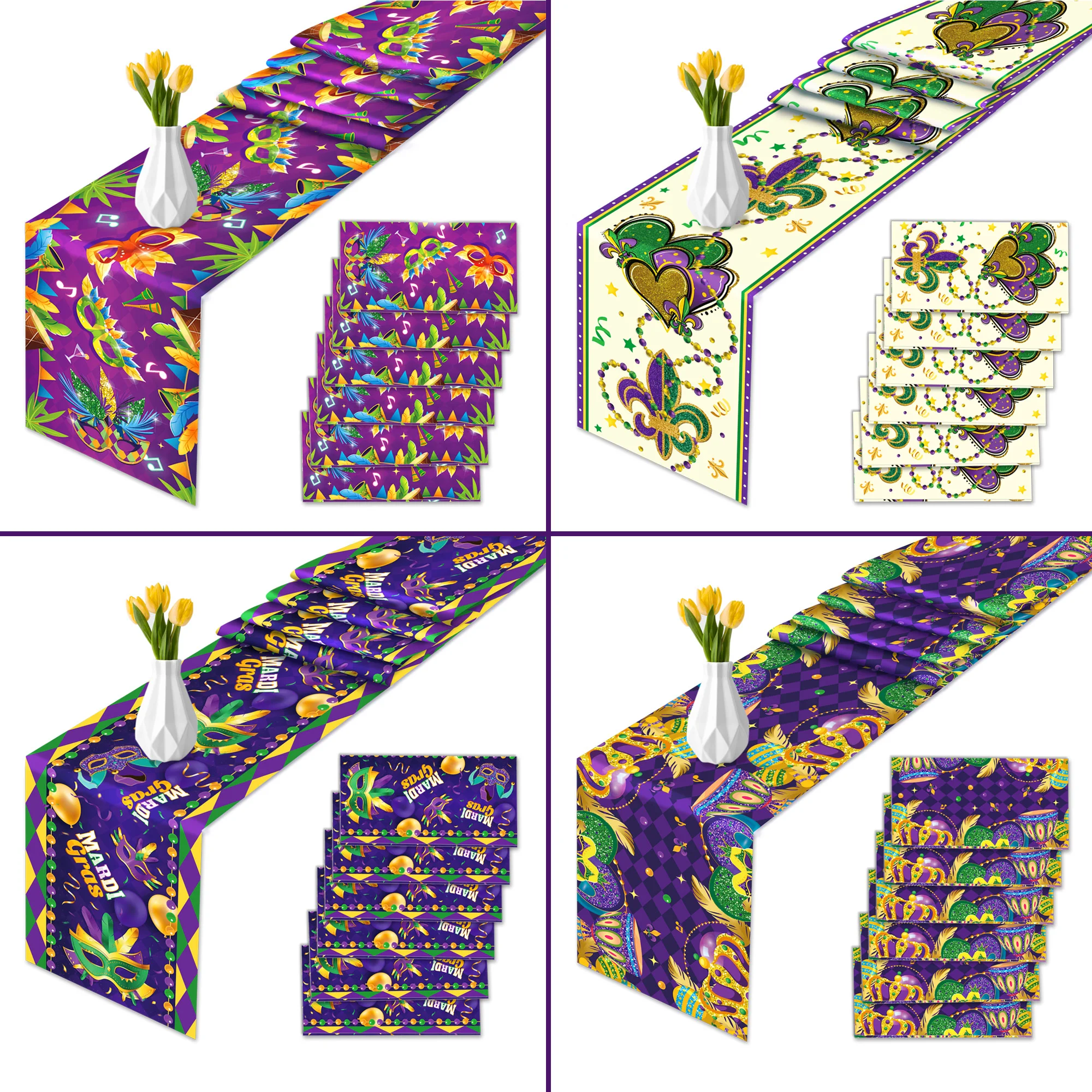 Table Cloth Disposable - 1/3/6 шт. фиолетово-золотых одноразовых пластиковых скатертей