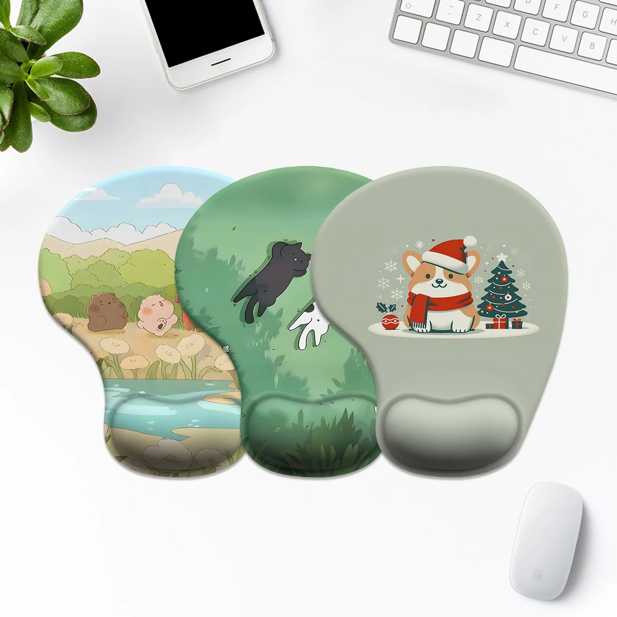 1pc Cute Little Animal Series Pattern Mouse Pad Ergonomic Soft Anti-Slip Wrist Rest Support Mat Computer Mouse Pad For Office PC
