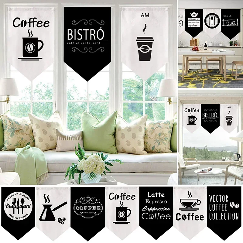 Cafe Teahouse Short Curtain Homestay Coffee Shop Door Hallway Hanging Half-curtain Noren Kitchen Partition Home Restaurant Decor