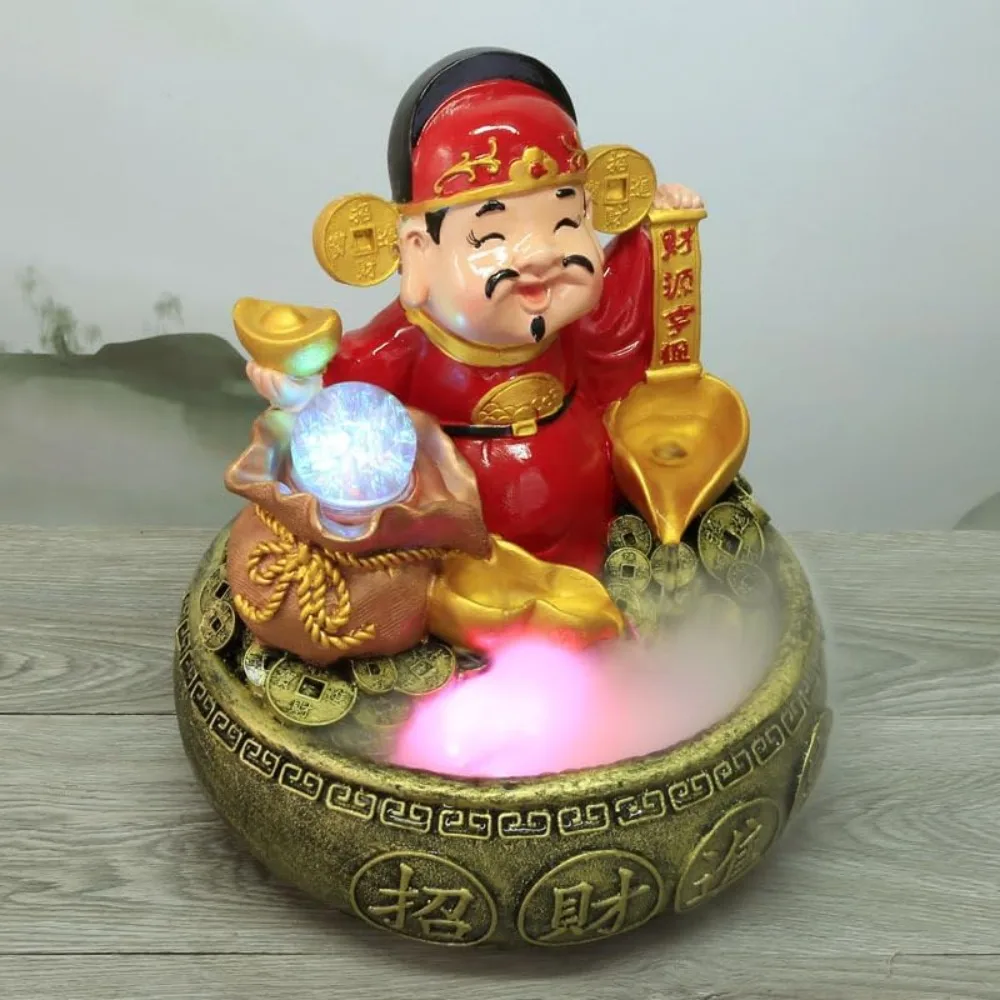 Creative God of Wealth Rockery Feng Shui Alternate Water Fountain Fortune Ornament Pendant Opening Gift Shop Crafts