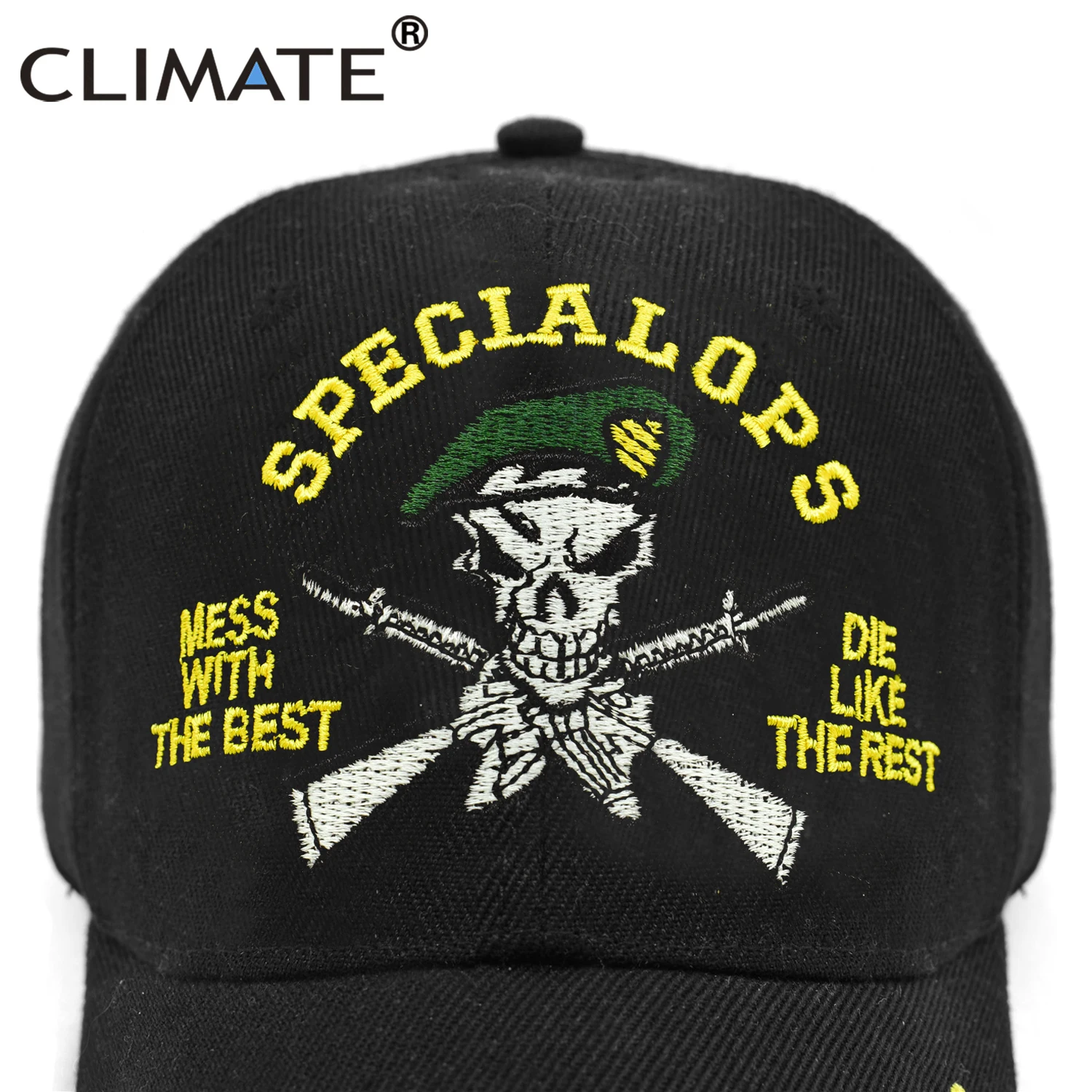 CLIMATE Man Bone Skull Baseball Cap Cool Black Forces Army Cap Cool Black Specialops Bone Gun Hats Baseball Caps Army Style Men