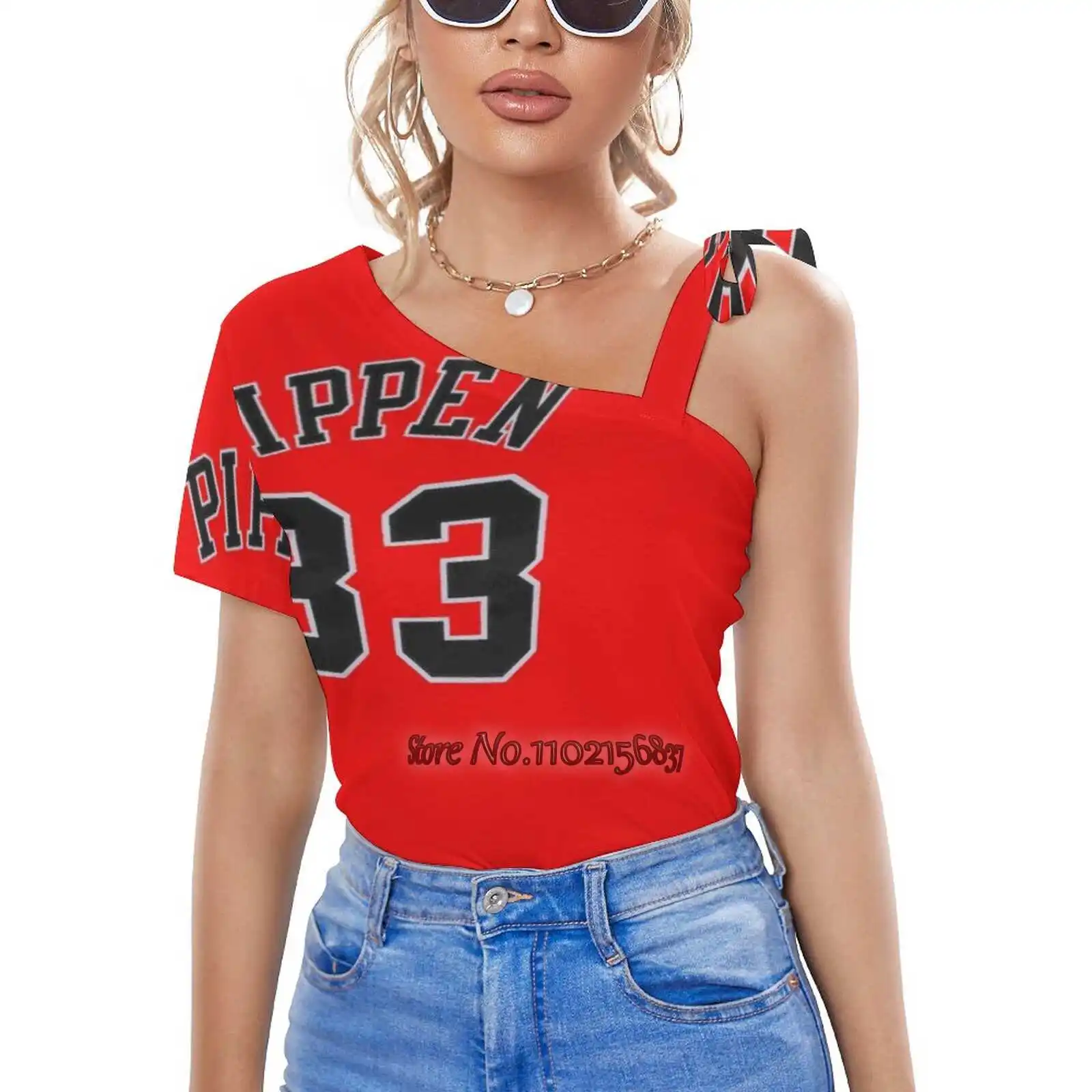 Scottie 33 Pippen Woman Tshirts Printed Tops Fashion Graphic T Shirt Harajuku Short Sleeve T-Shirt Scottie Pippen Playoff Mvp