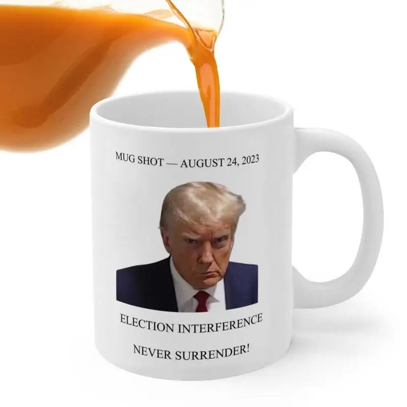 Trump Ceramic Mugs 350ml Mugshot Jail Cup With C-Shaped Handle Trump Mug With Political Humor For Milk Powder Soy Milk Cold Soda