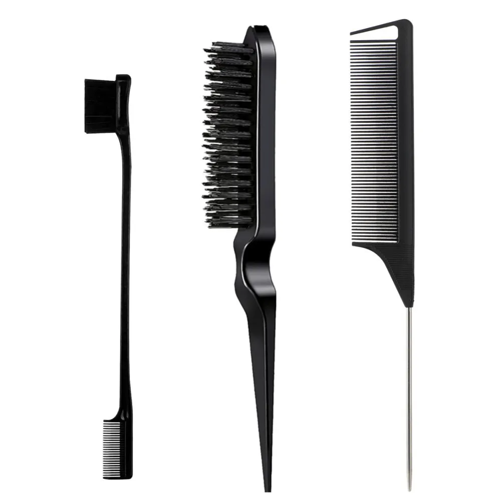 Bristle Slick Back Hair Brush for Sleek Ponytail & Edge Control