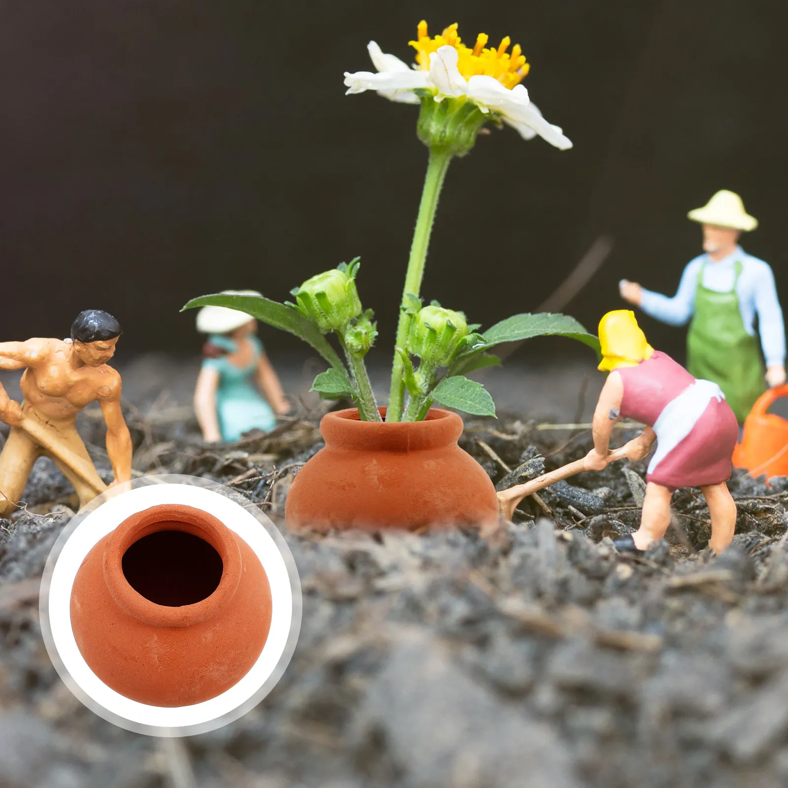 

Набор из 4 миниатюрных глиняных цветочных горшков, аксессуары для кукольного домика, маленькие керамические кашпо для DIY-садов и декора сказочных садов