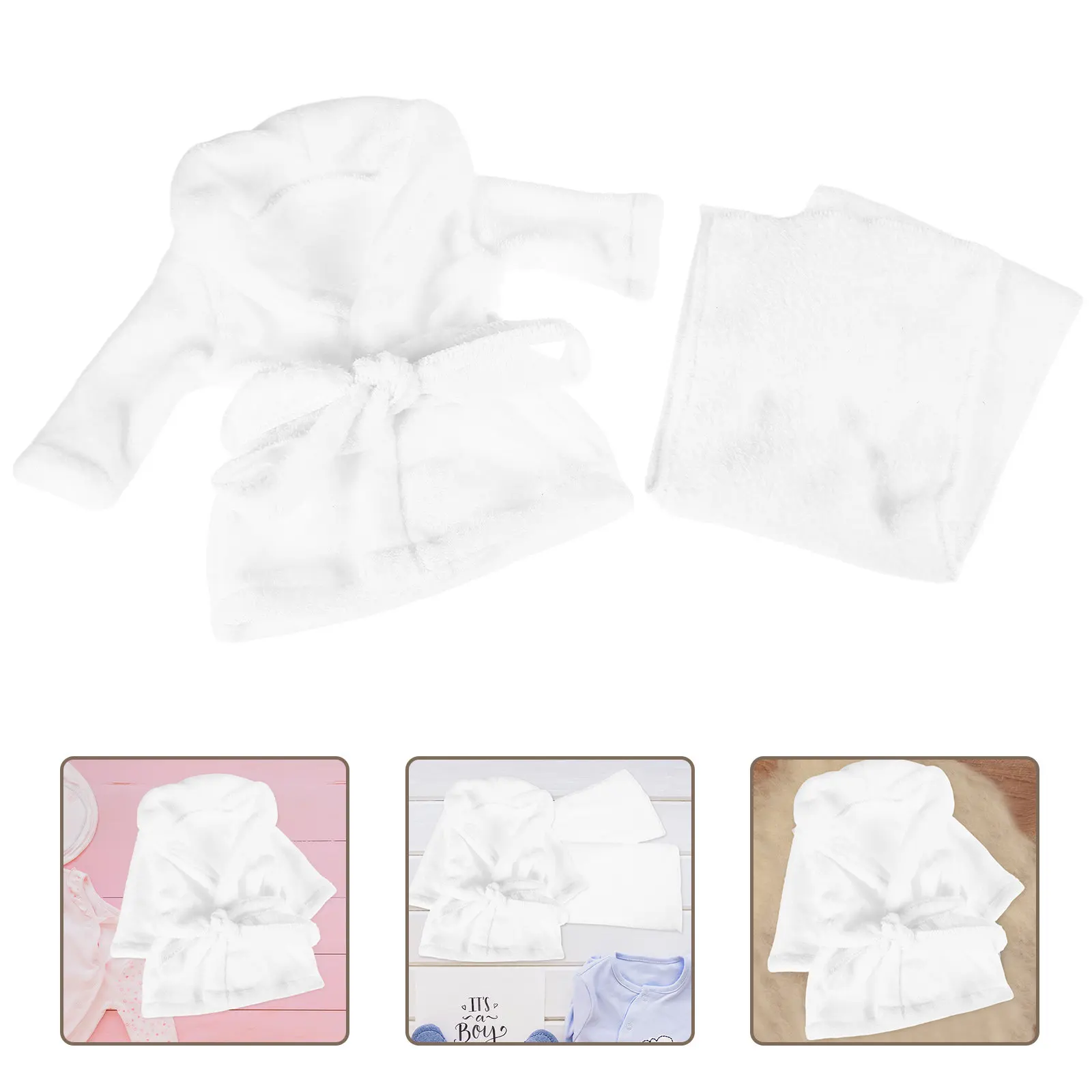 Newborn Coral Fleece Bathrobe Warm Infant Robe Sleepwear Photography Toddler Baby Girl Photoshoot Outfits Pajamas 0-2