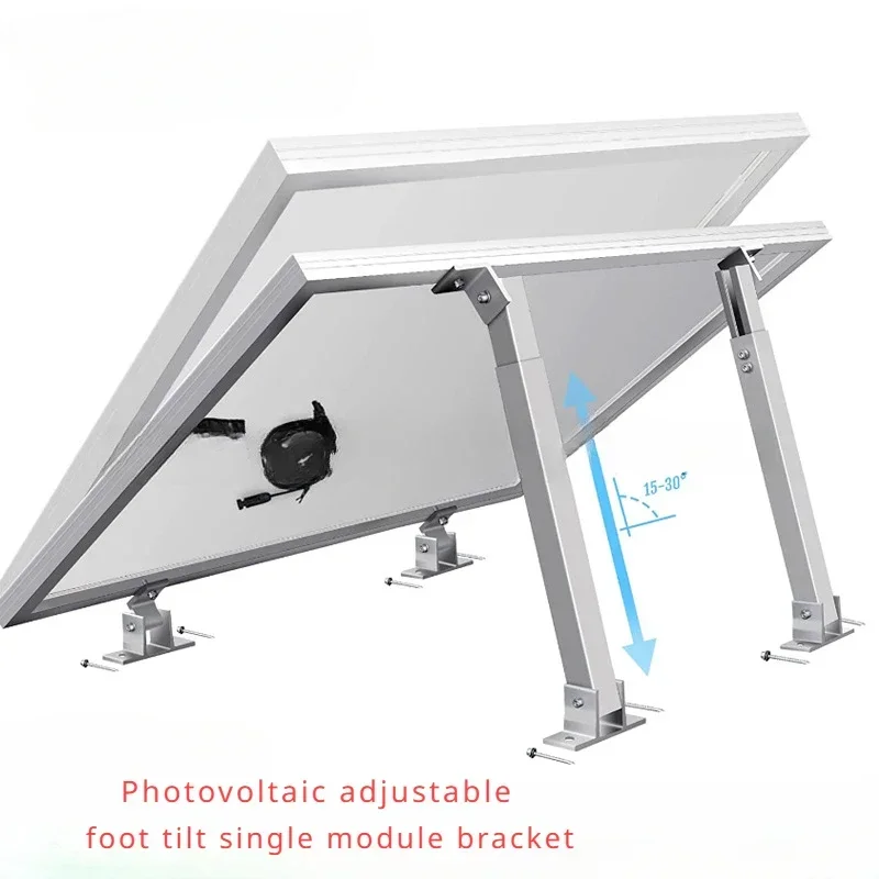 Adjustable Solar Panel Tilt Mount Brackets for 100W-600W Solar Panels 15to60 Degrees RV Roof Flat Surface Aluminum Mounting Set