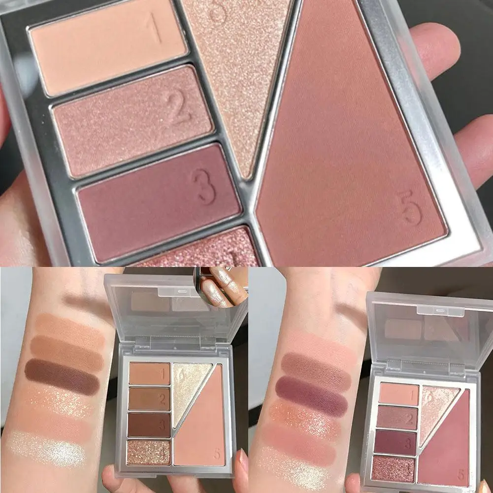 Paleta de sombras de ojos, 6 colores, rosa, perlado, mate, cosméticos, brillo, pigmentos de maquillaje, sombra de ojos brillante Y1M1